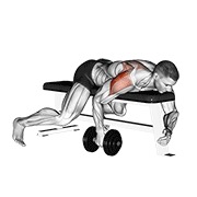 elevación lateral trasera con mancuerna acostado de un brazo