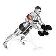elevación lateral invertida con mancuerna