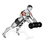 elevación lateral con rotación invertida con mancuerna