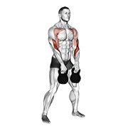 doble levantamiento alternado de kettlebell desde el pecho