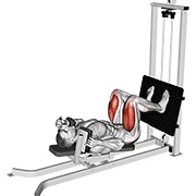sentadilla acostada en máquina de trineo