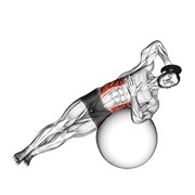 flexión lateral con peso (en pelota de estabilidad)
