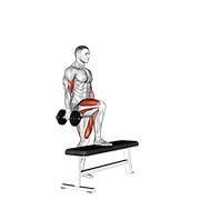 levantamiento en un paso con mancerna, equilibrio en una pierna y curl de bíceps