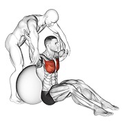 estiramiento asistido del pectoral mayor sentado con pelota de estabilidad