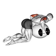 flexiones de tríceps con mancuernas en pelota de ejercicio