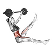 elevación alternada de piernas sentada con barra (mujer)